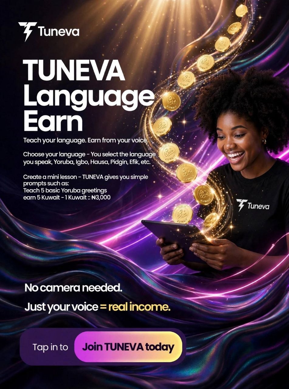 TUNEVA Language Earn flyer